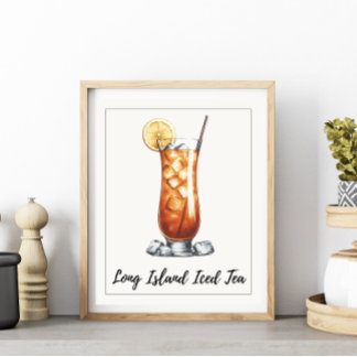 Poster Aquarelle Long Island Iced Tea Cocktail