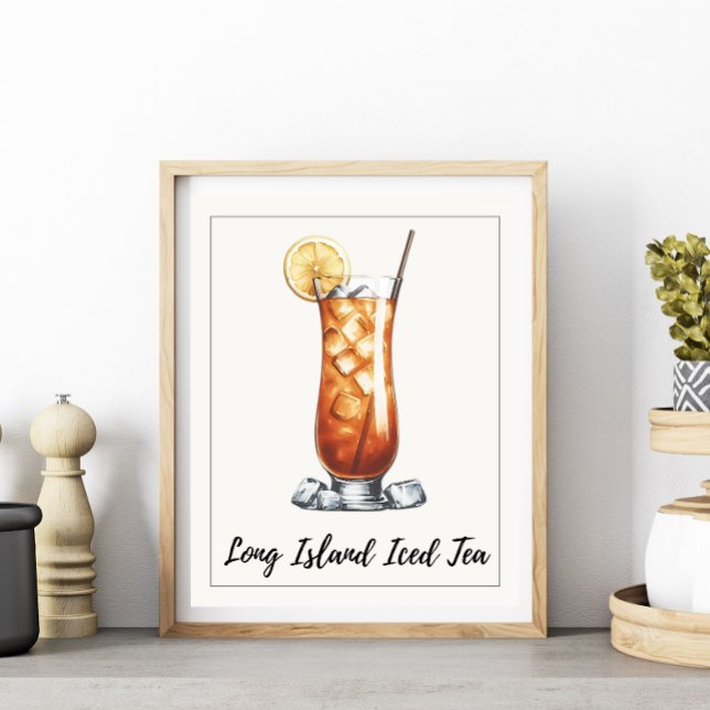 Poster Aquarelle Long Island Iced Tea Cocktail (Créateur téléchargé)