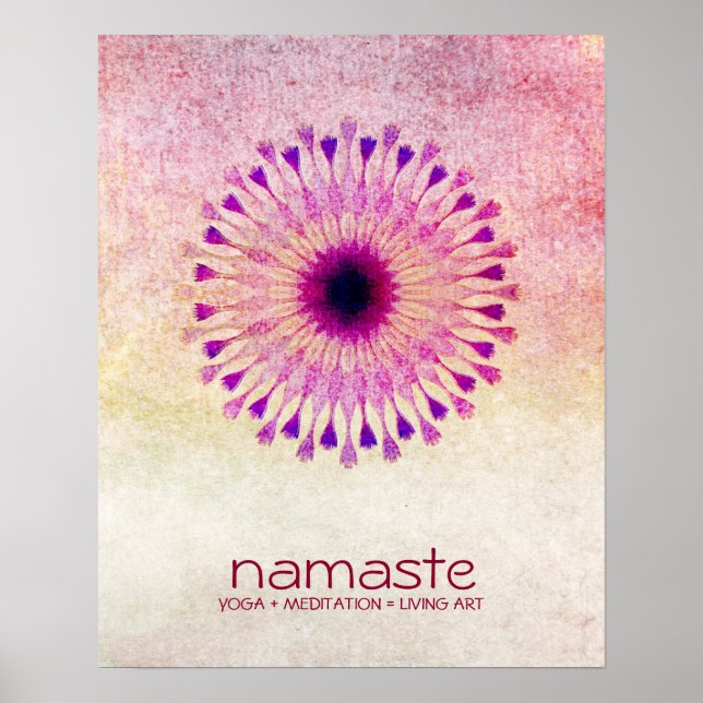 Poster Aquarelle Lotus Fleur Namaste Méditation Yoga (Devant)