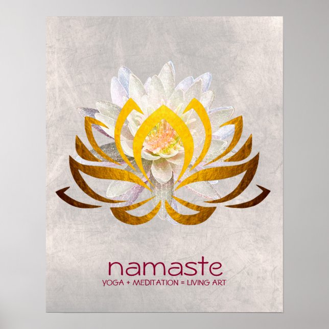 Poster Aquarelle Lotus Fleur Namaste Méditation Yoga (Devant)