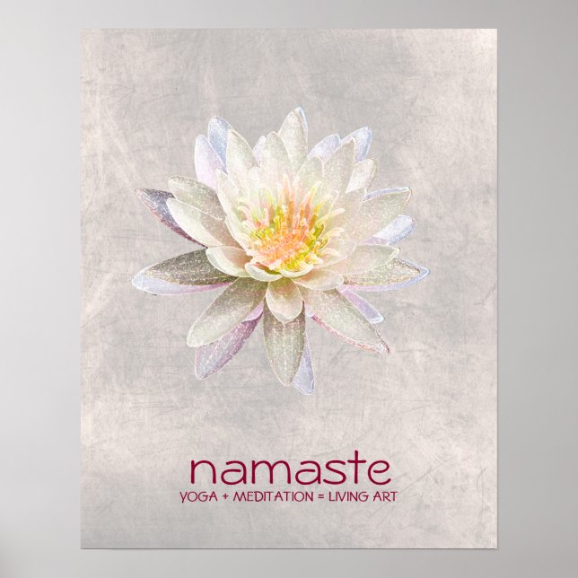 Poster Aquarelle Lotus Fleur Namaste Méditation Yoga (Devant)