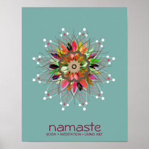 Poster Aquarelle Lotus Fleur Namaste Yoga Méditation Po
