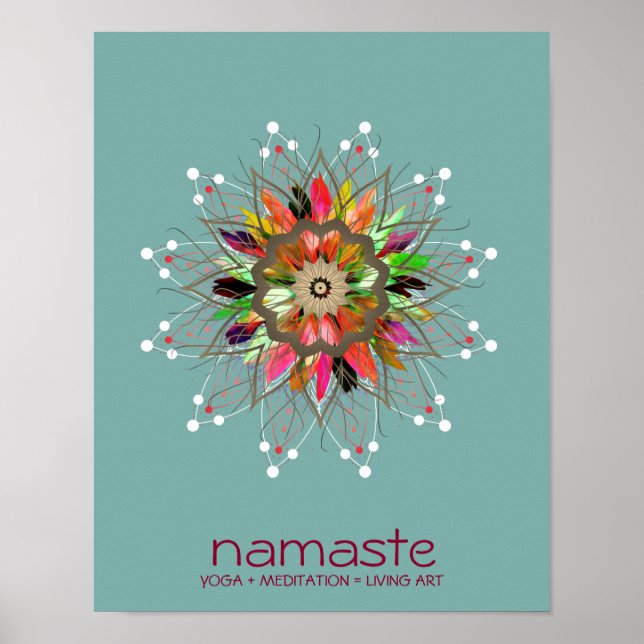 Poster Aquarelle Lotus Fleur Namaste Yoga Méditation Po (Devant)