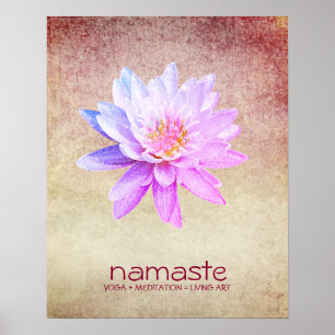 Poster Aquarelle Lotus Fleur Purple Yoga Méditation