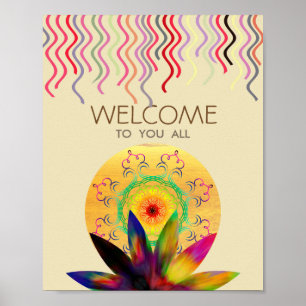 Poster Aquarelle Lotus Fleur Yoga Santé de guérison