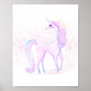 Poster Aquarelle magique Unicorn Art