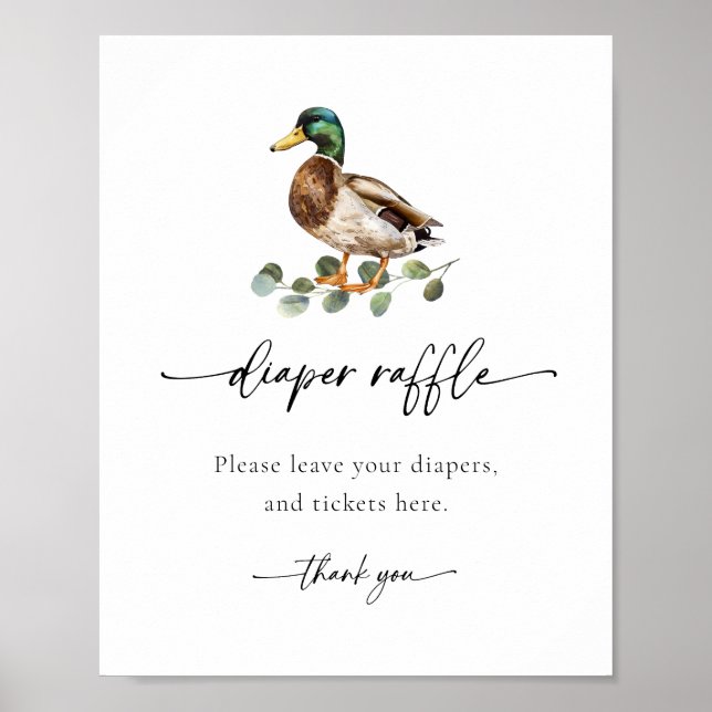Poster Aquarelle Mallard Baby shower de canard Raffin de  (Devant)