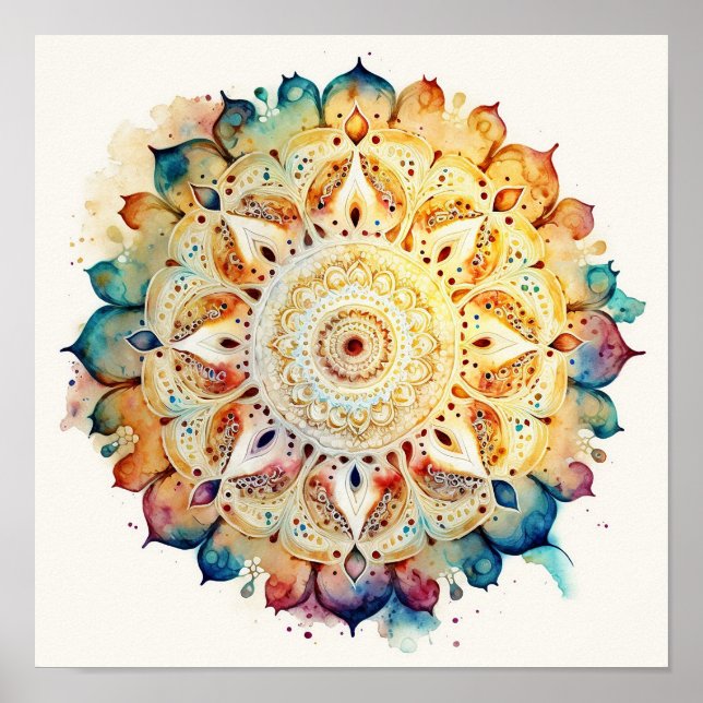 Poster Aquarelle Mandala (Devant)