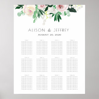 Poster Aquarelle Mariage vert floral