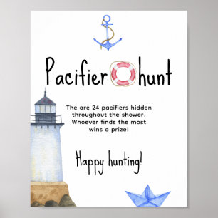 Poster Aquarelle marine - baby shower de chasse au Pacifi