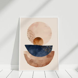 Poster Aquarelle Marine en terre cuite Blush Formes Abstr