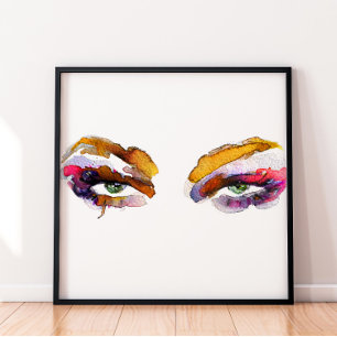 Poster Aquarelle marque de maquillage oculaire rose