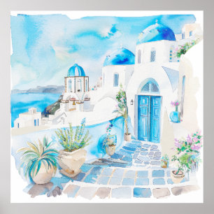 Poster Aquarelle Méditerranée
