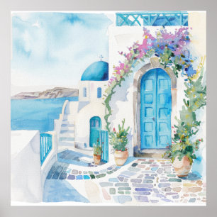 Poster Aquarelle Méditerranée 