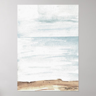 Poster Aquarelle mer aux couleurs claires