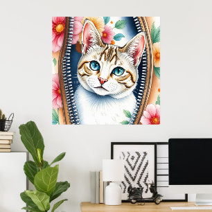 Poster Aquarelle mignonne Belle collection de chats tenda