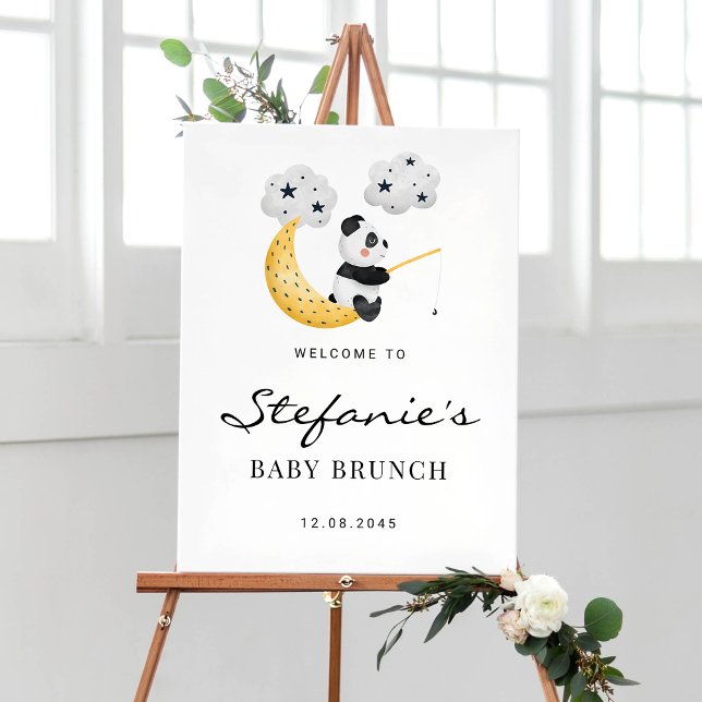 Poster Aquarelle mignonne Panda Bébé Brunch Bienvenue (Créateur téléchargé)