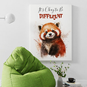Poster Aquarelle mignonne Panda rouge Motivation