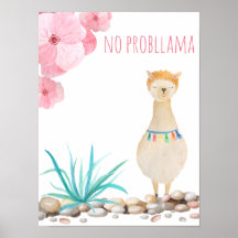 Aquarelle mignonne Pastel Pas De Problème Llama Nu