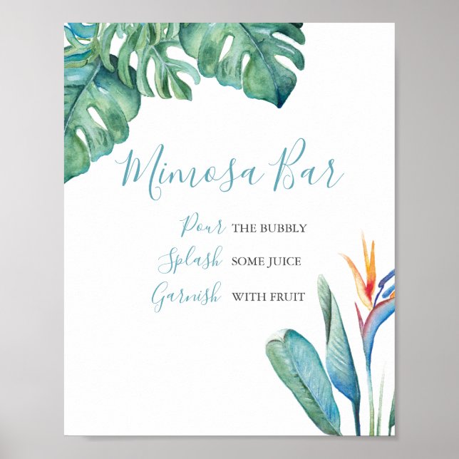 Poster Aquarelle Mimosa Bar Tropical Floral (Devant)