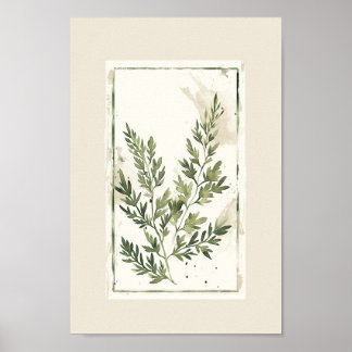 Poster Aquarelle minimaliste Fern Feuille Botanique