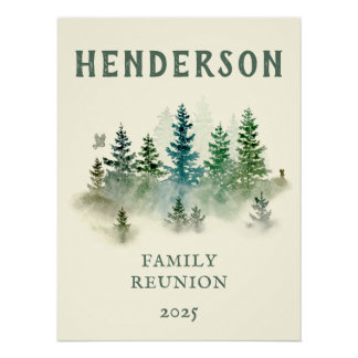 Poster Aquarelle Misty Wood Retro Rustic