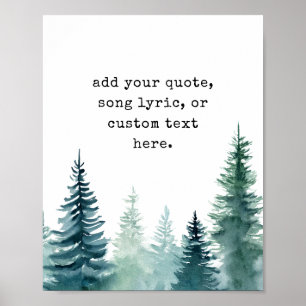 Poster Aquarelle moderne Arbres Citation personnalisée