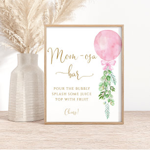 Poster Aquarelle Moderne Ballotte rose barre Maman-osa