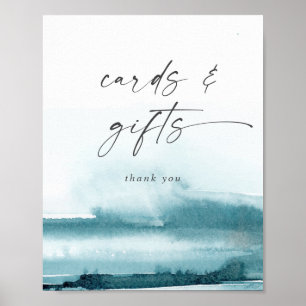 Poster Aquarelle Moderne   Enseigne Teal Cartes et Cadeau