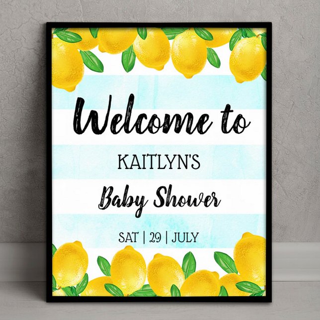 Poster Aquarelle moderne Lemon Tree Baby shower Bienvenue (Créateur téléchargé)