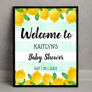 Poster Aquarelle moderne Lemon Tree Baby shower Bienvenue