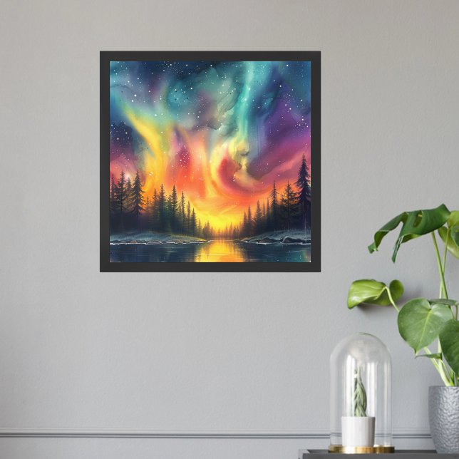 Poster Aquarelle Moderne Lumières Nord Du Lac Fine Art (Créateur téléchargé)