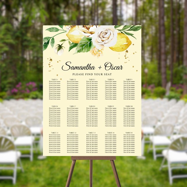 Poster Aquarelle moderne Pastel Citrons jaunes & Feuille (Créateur téléchargé)