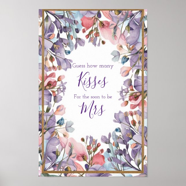 Poster Aquarelle moderne pastel violet rose fleur sauvage (Devant)