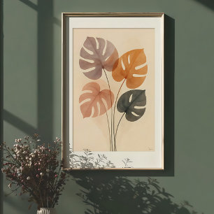 Poster Aquarelle Monstera Harmony Muet Imprimer