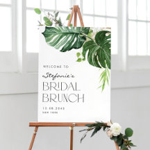 Aquarelle Monstera Tropical Bridal Brunch Bienvenu