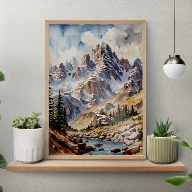 Poster Aquarelle Montagnes modernes (Créateur téléchargé)