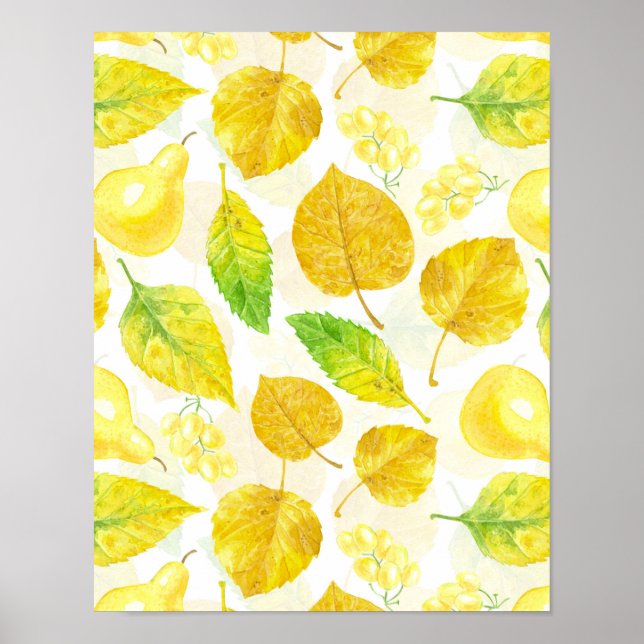 Poster Aquarelle motif d'automne (Devant)