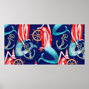 Poster Aquarelle motif mer