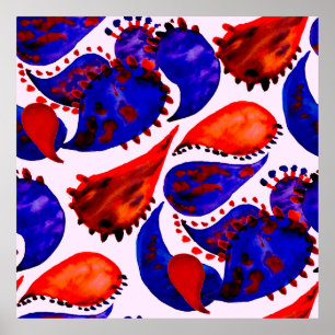 Poster Aquarelle motif sans couture avec cachemire. Abstr