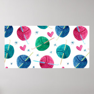 Poster Aquarelle motif sans couture avec des boules color