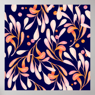 Poster Aquarelle motif sans couture. Botanique rustique f