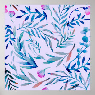 Poster Aquarelle motif sans couture. Ornement botanique. 