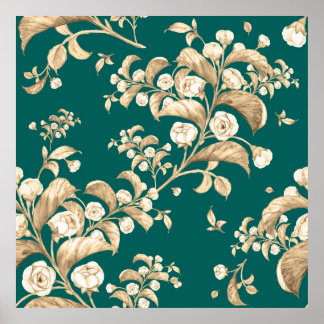 Poster Aquarelle motif transparent des branches fleuries,