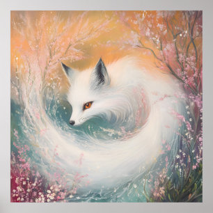 Poster Aquarelle Mystic Bloom Spring Fox