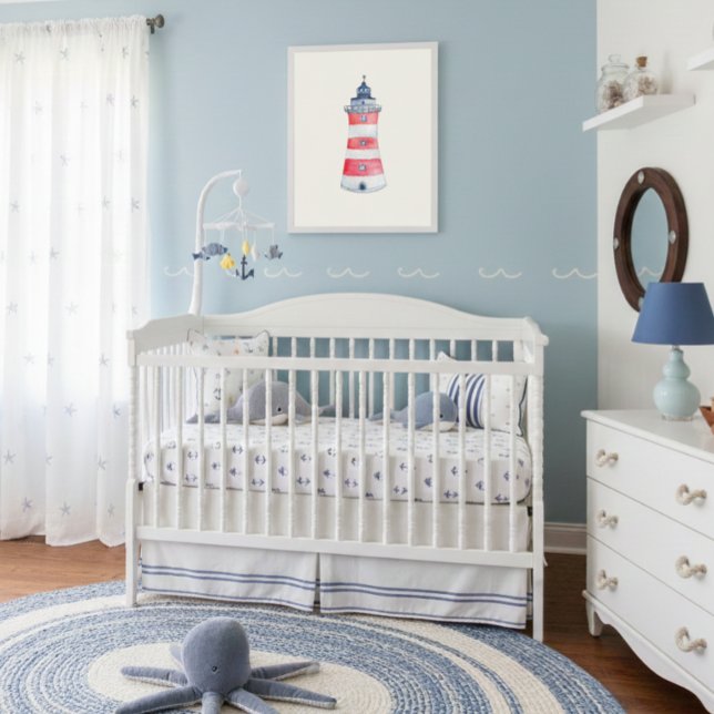 Poster Aquarelle Nautique Ocean Lighthouse Décor (Créateur téléchargé)