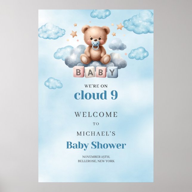 Poster Aquarelle nous sommes sur le baby shower de neuf g (Devant)