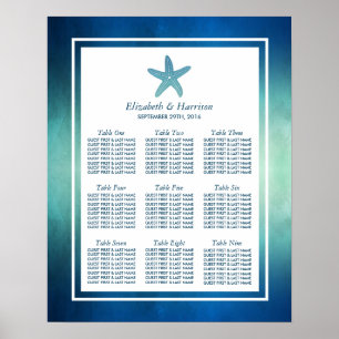 Poster Aquarelle Océan Starfish Plage Siège de mariage