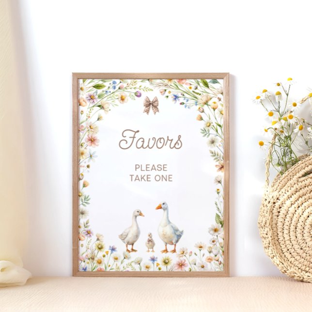 Poster Aquarelle Oie Fleur sauvage Baby shower Faveurs (Créateur téléchargé)