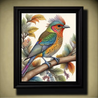 Aquarelle Oiseau mystique sur la Branche 4:5 Poste